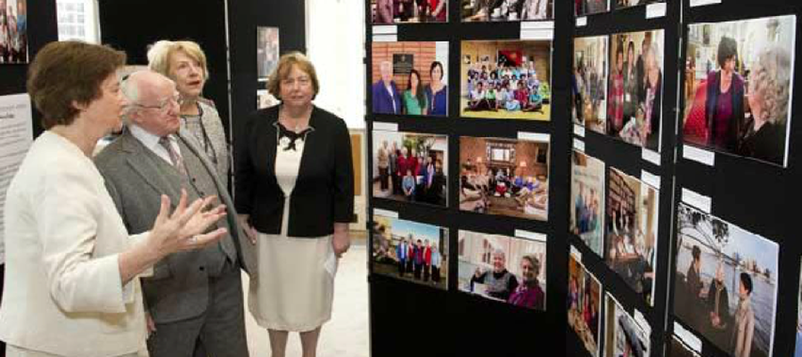 Sr Adele Howard explaining the photographic exhibition